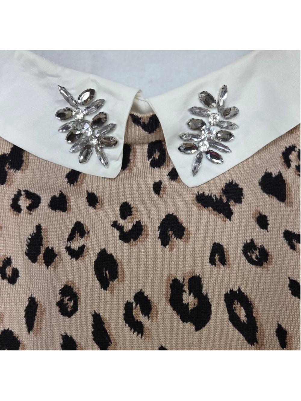 Women's Time and Tru Leopard Print Crew Neck Sweater Plus XXL Beige - Picture 5 of 12